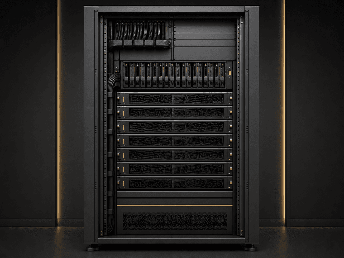 Rack de servidores visto de frente